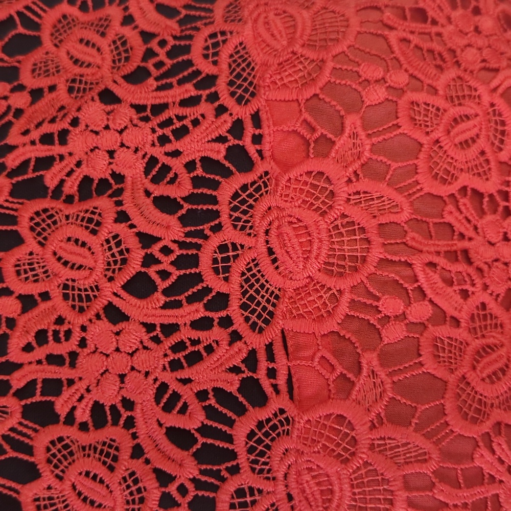 Nanette Lepore women's Crochet Sleeveless Blouse Red Sz Large - Picture 3 of 14